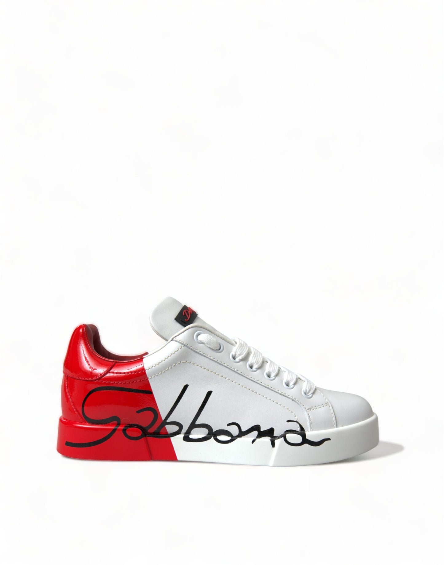 Dolce &amp; Gabbana Blanc Rouge Lace Up Femmes Baskets Basses Chaussures