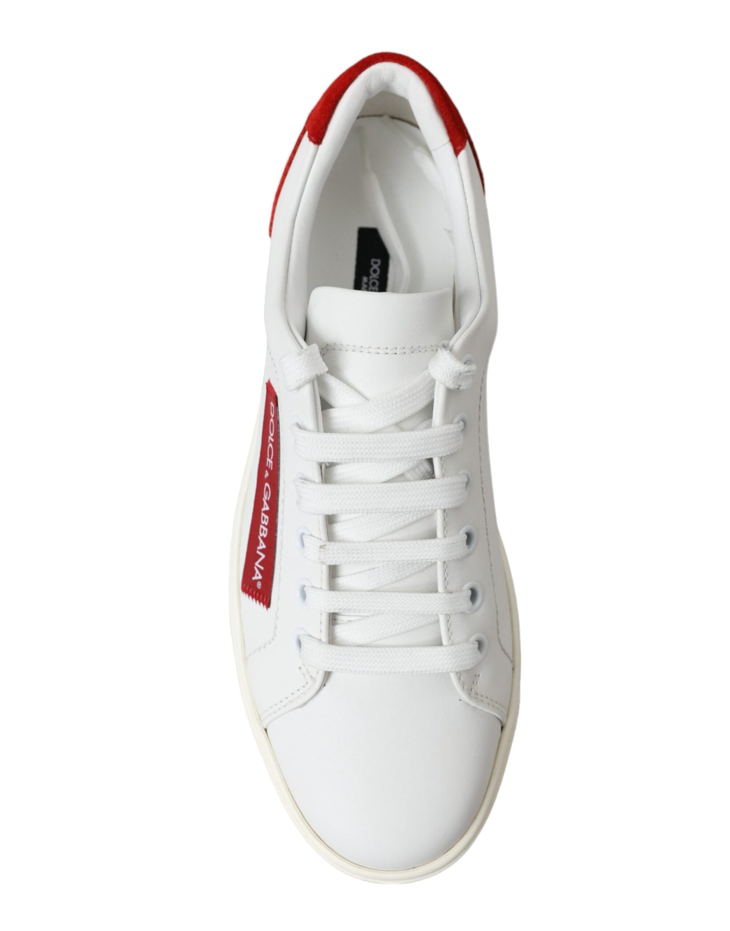 Dolce &amp; Gabbana Baskets basses en cuir blanc rouge