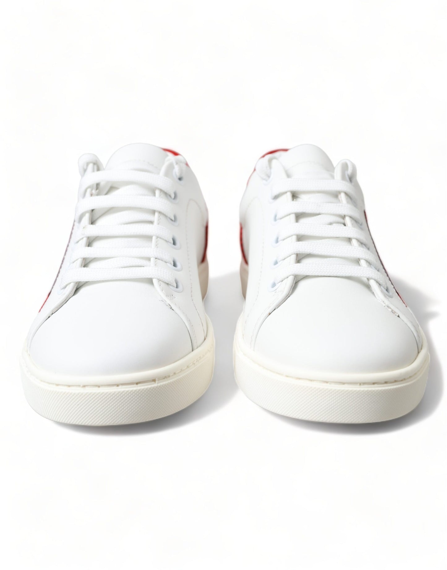 Dolce &amp; Gabbana Baskets basses en cuir blanc rouge