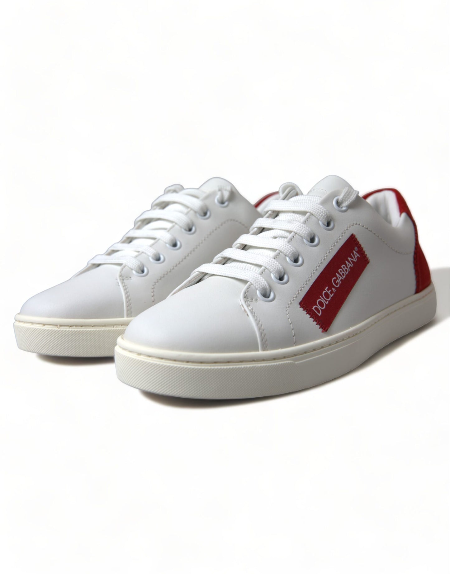 Dolce &amp; Gabbana Baskets basses en cuir blanc rouge