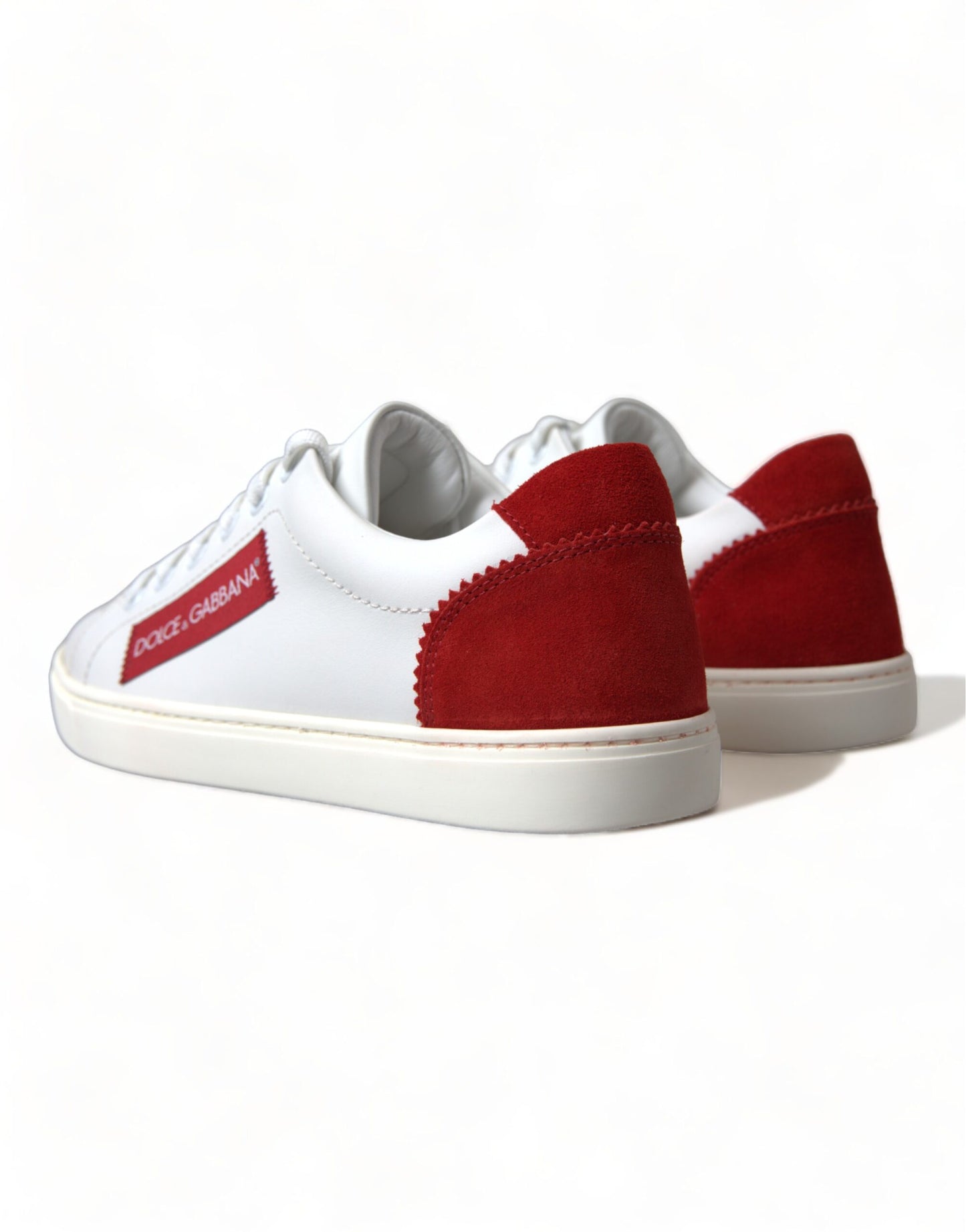 Dolce &amp; Gabbana Baskets basses en cuir blanc rouge