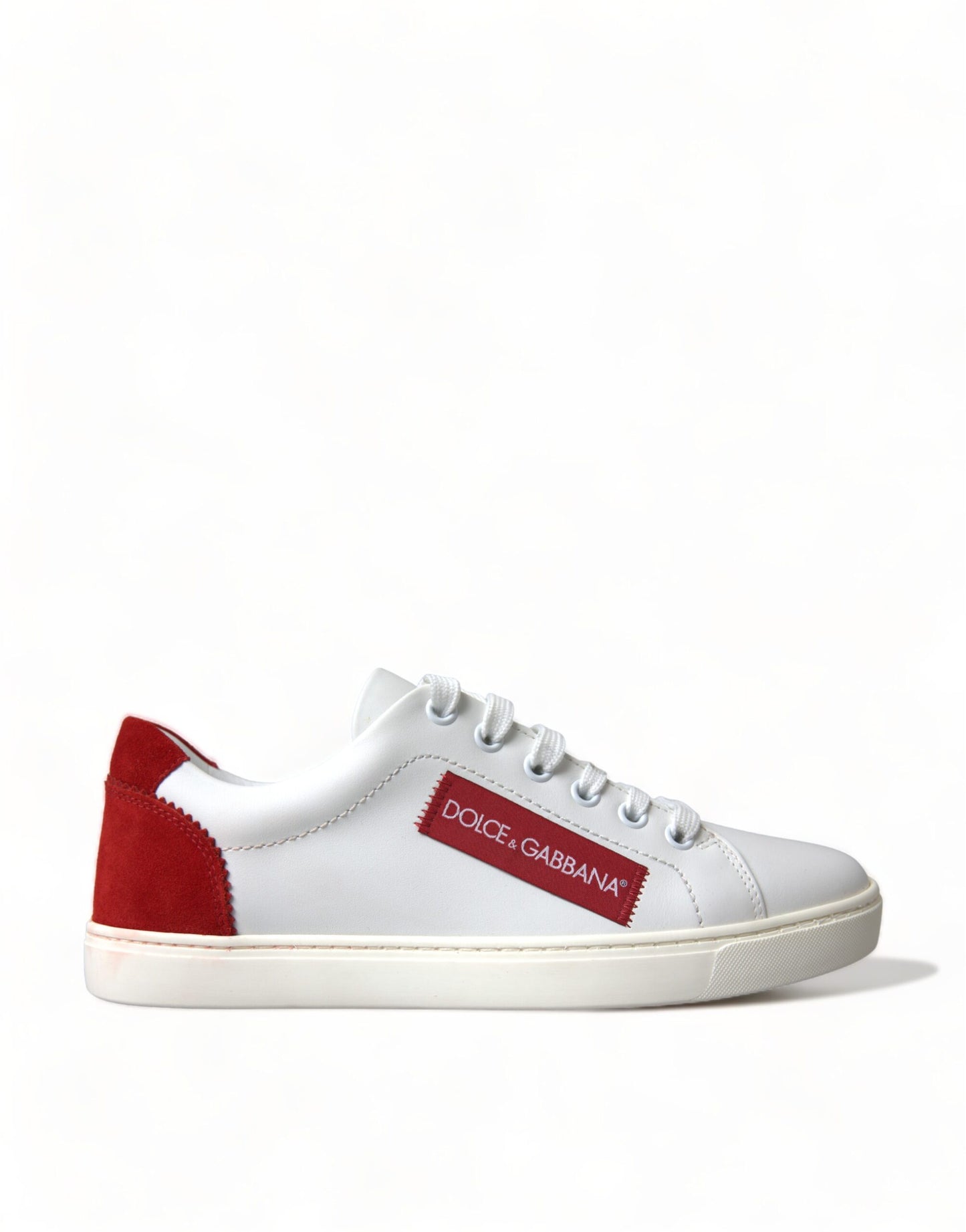 Dolce &amp; Gabbana Baskets basses en cuir blanc rouge