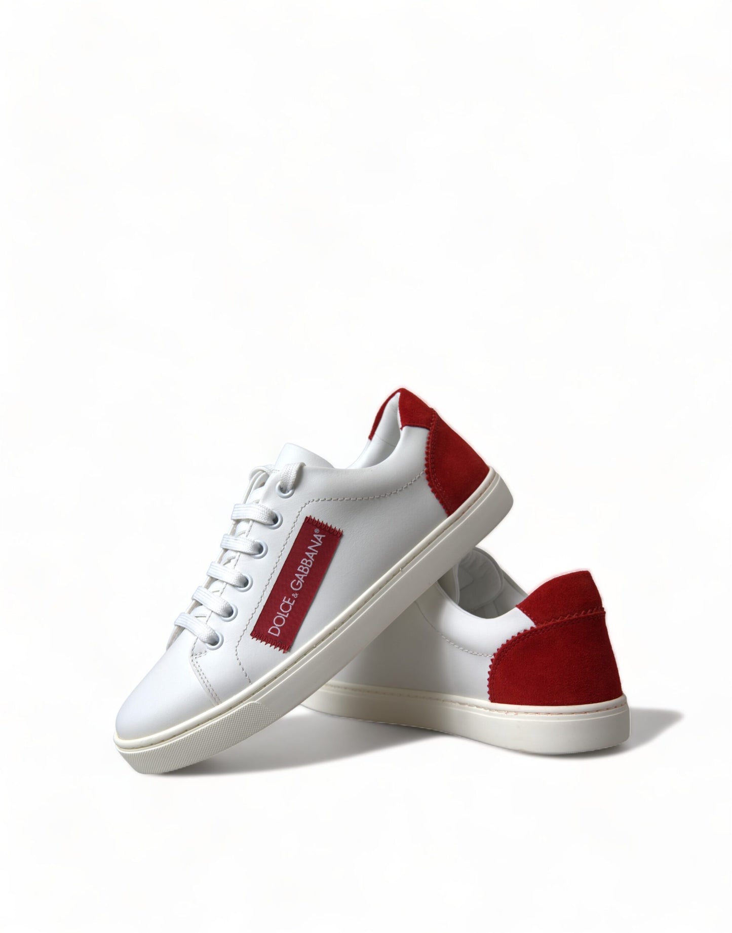 Dolce &amp; Gabbana Baskets basses en cuir blanc rouge