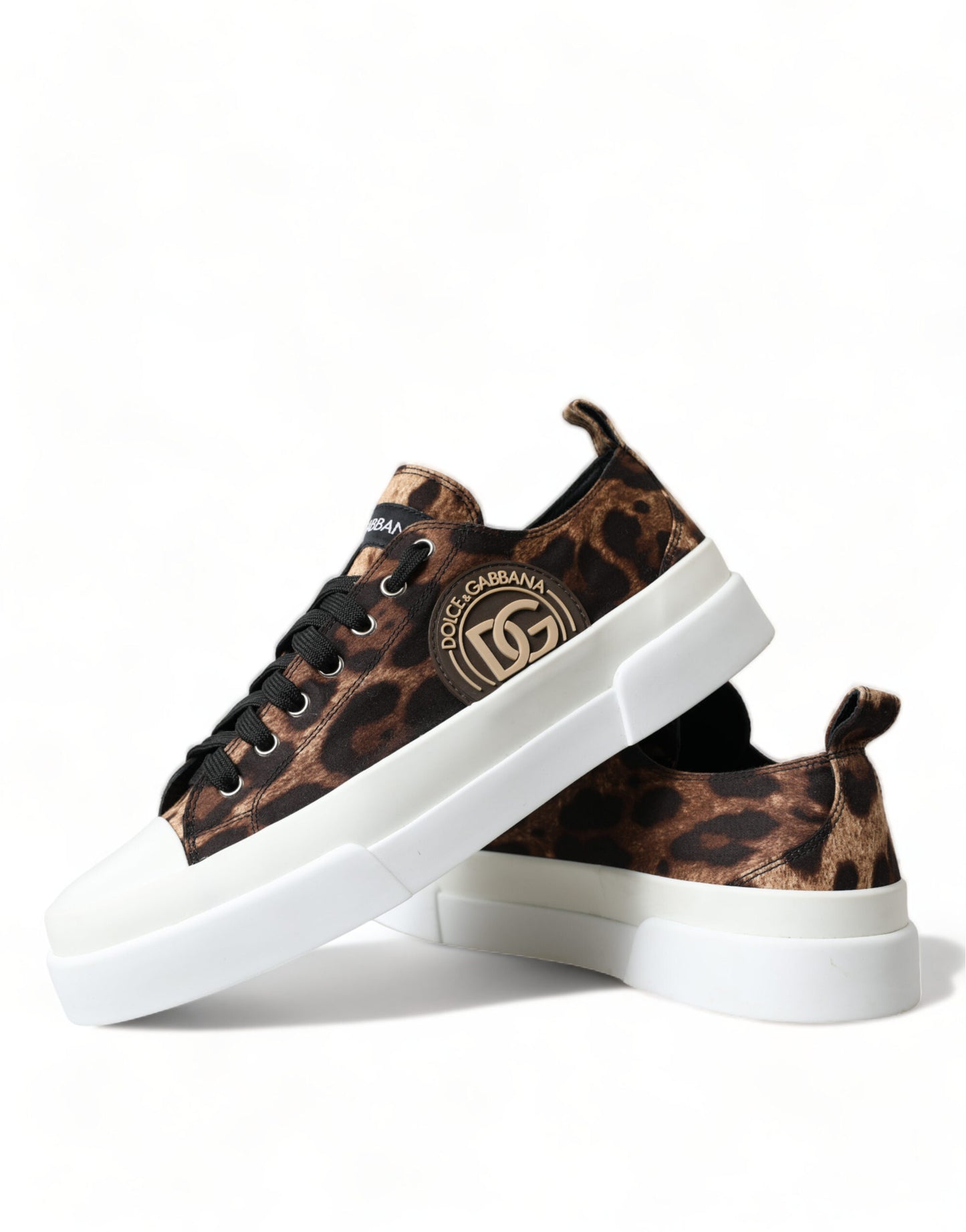 Dolce &amp; Gabbana Brown Leopard Canvas Sneakers Schuhe