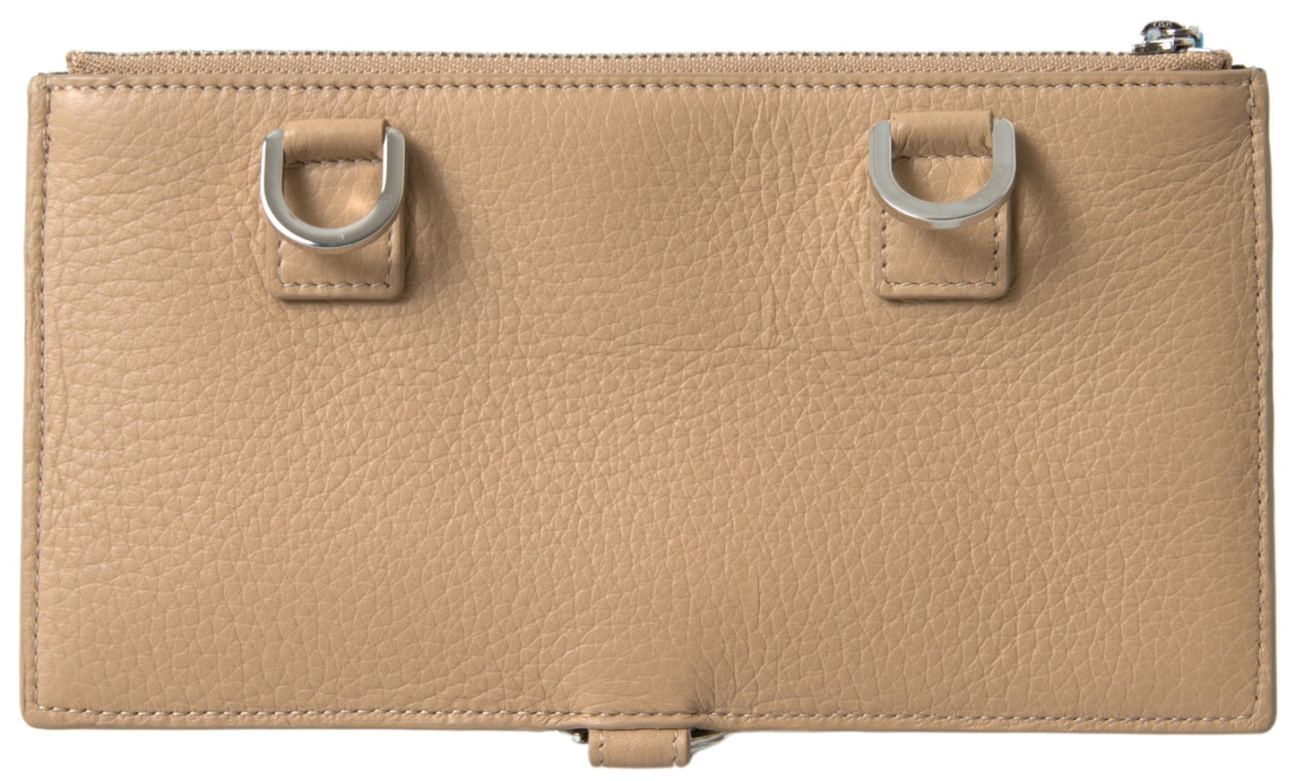 Dolce &amp; Gabbana Portefeuille à bandoulière en cuir beige avec porte-cartes