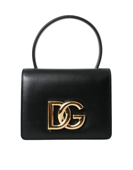 Dolce & Gabbana Elegant Black Leather Belt Bag with Gold Accents