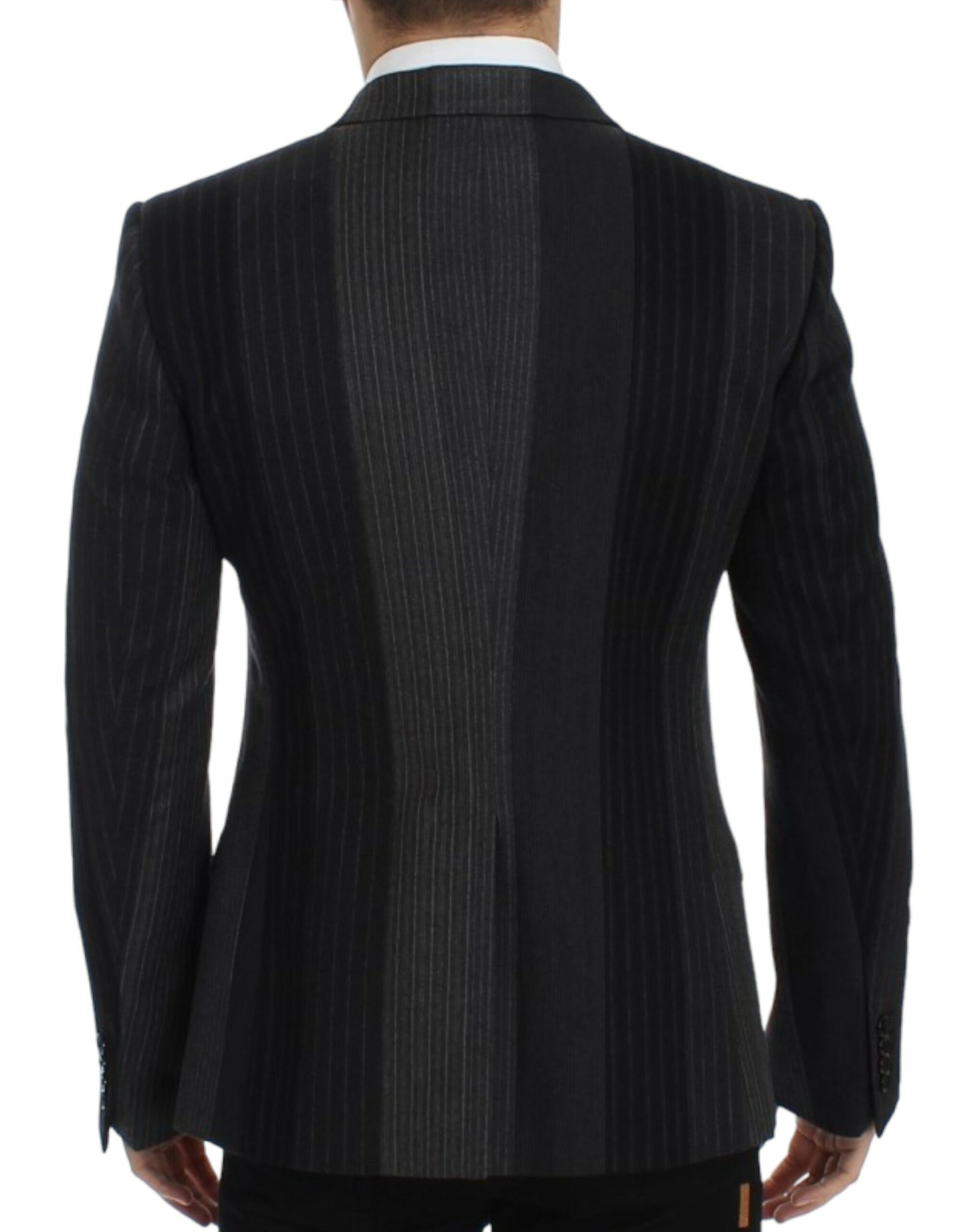 Dolce &amp; Gabbana Grau gestreifter Woll-Stretch-Blazer