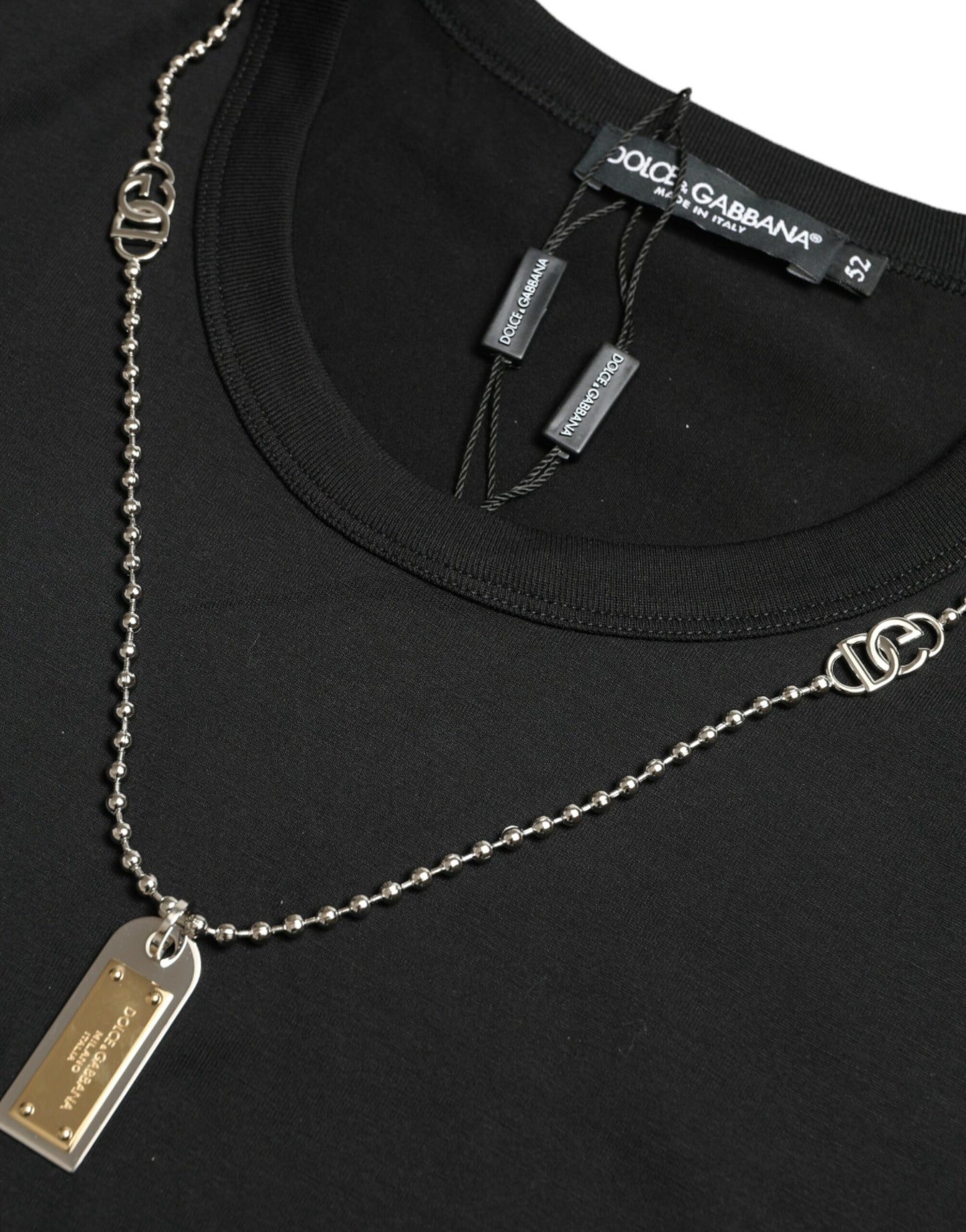 Dolce &amp; Gabbana T-shirt à col rond en coton noir Dog Tag