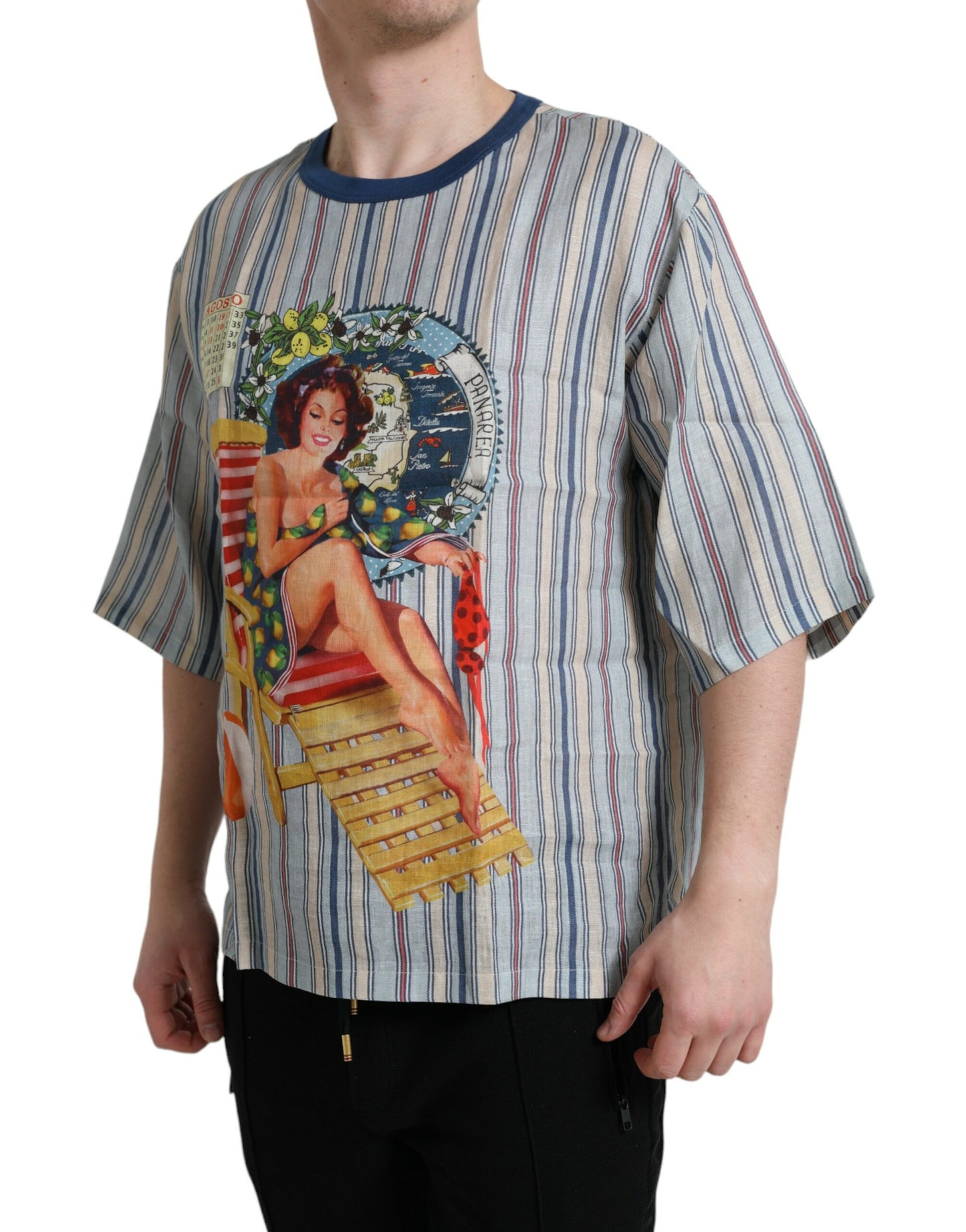 Dolce &amp; Gabbana T-shirt en lin imprimé multicolore Agosto