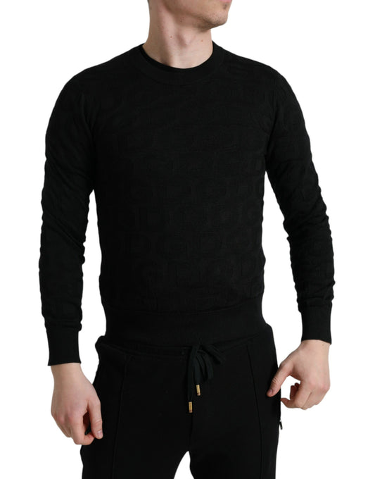 Dolce &amp; Gabbana Pull ras du cou en soie noire pour hommes