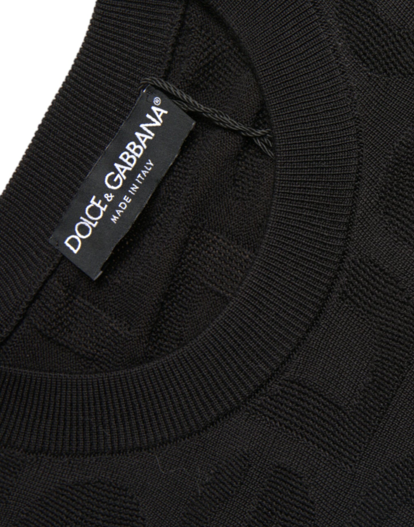 Dolce &amp; Gabbana Pull ras du cou en soie noire pour hommes