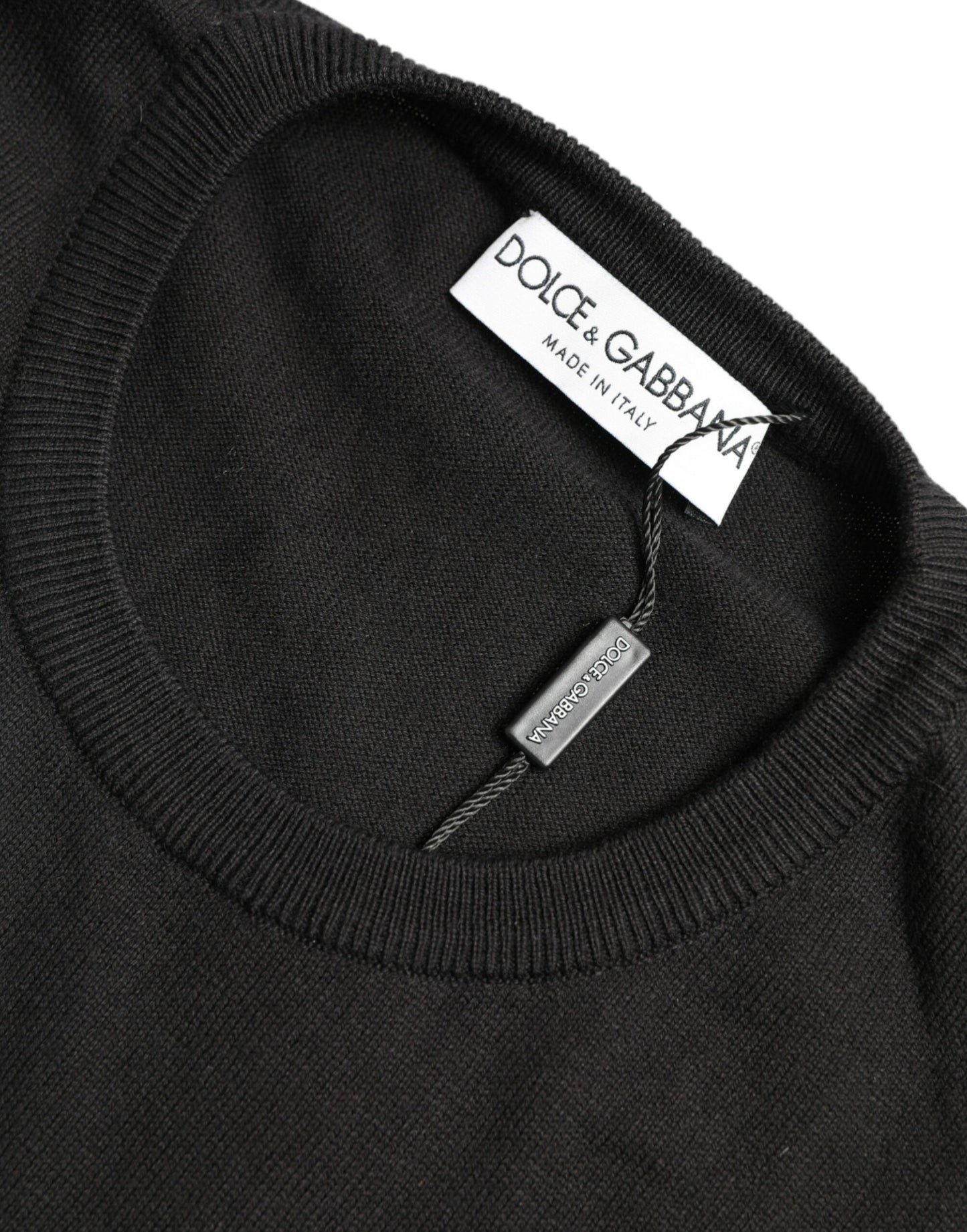 Dolce &amp; Gabbana Pull à col rond en coton noir pour hommes