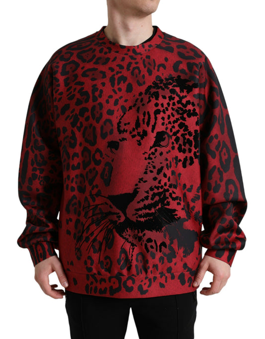 Dolce &amp; Gabbana Pull à col rond imprimé léopard rouge