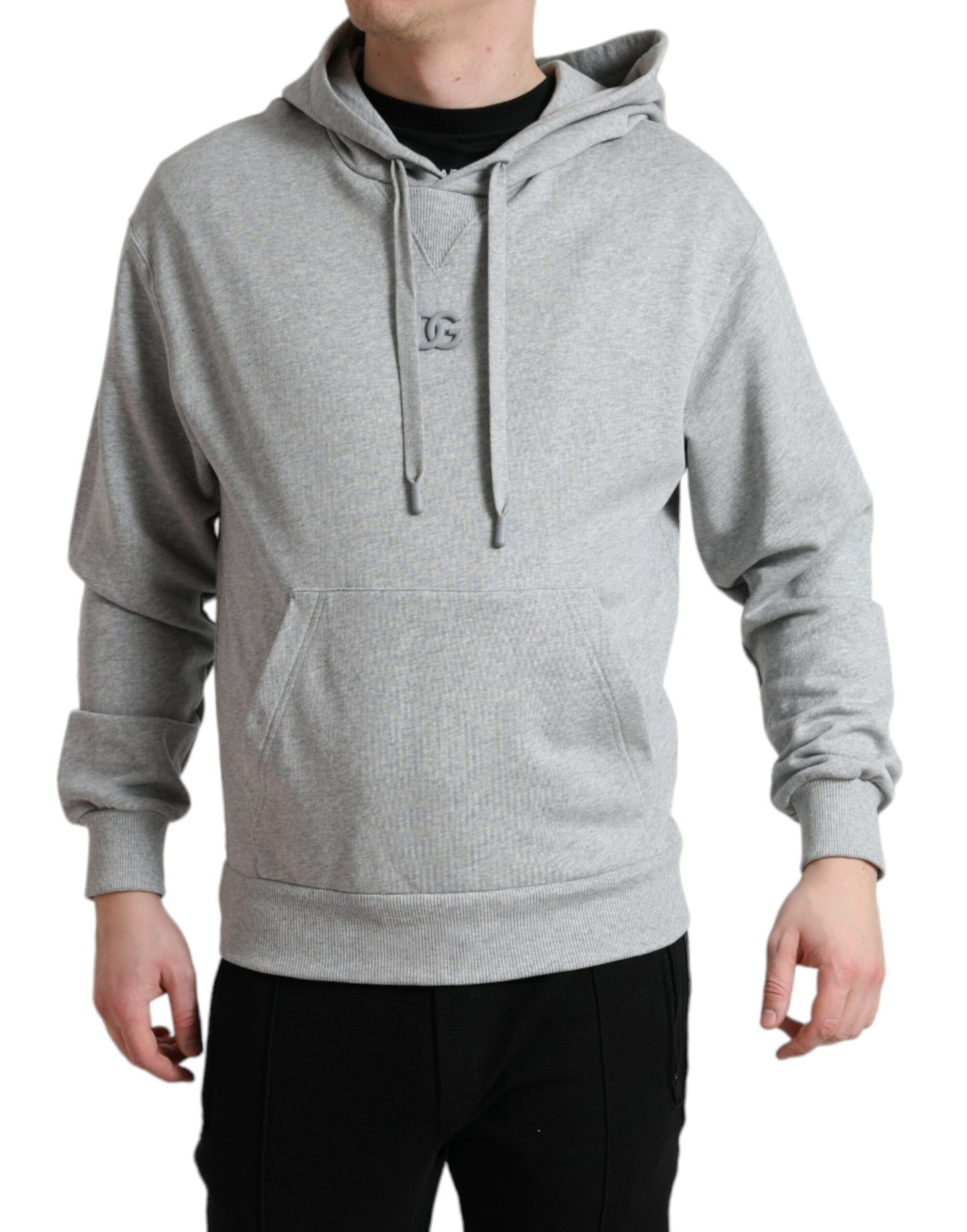 Dolce &amp; Gabbana Grauer Kapuzenpullover aus Baumwolle mit Logo