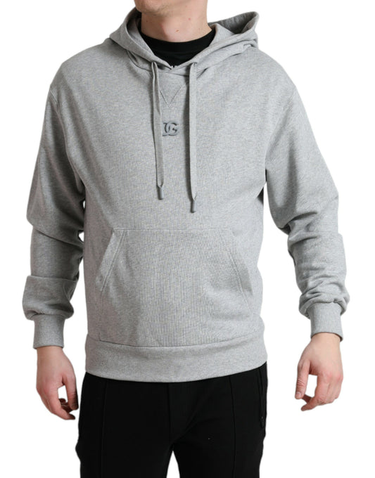 Dolce &amp; Gabbana Grauer Kapuzenpullover aus Baumwolle mit Logo