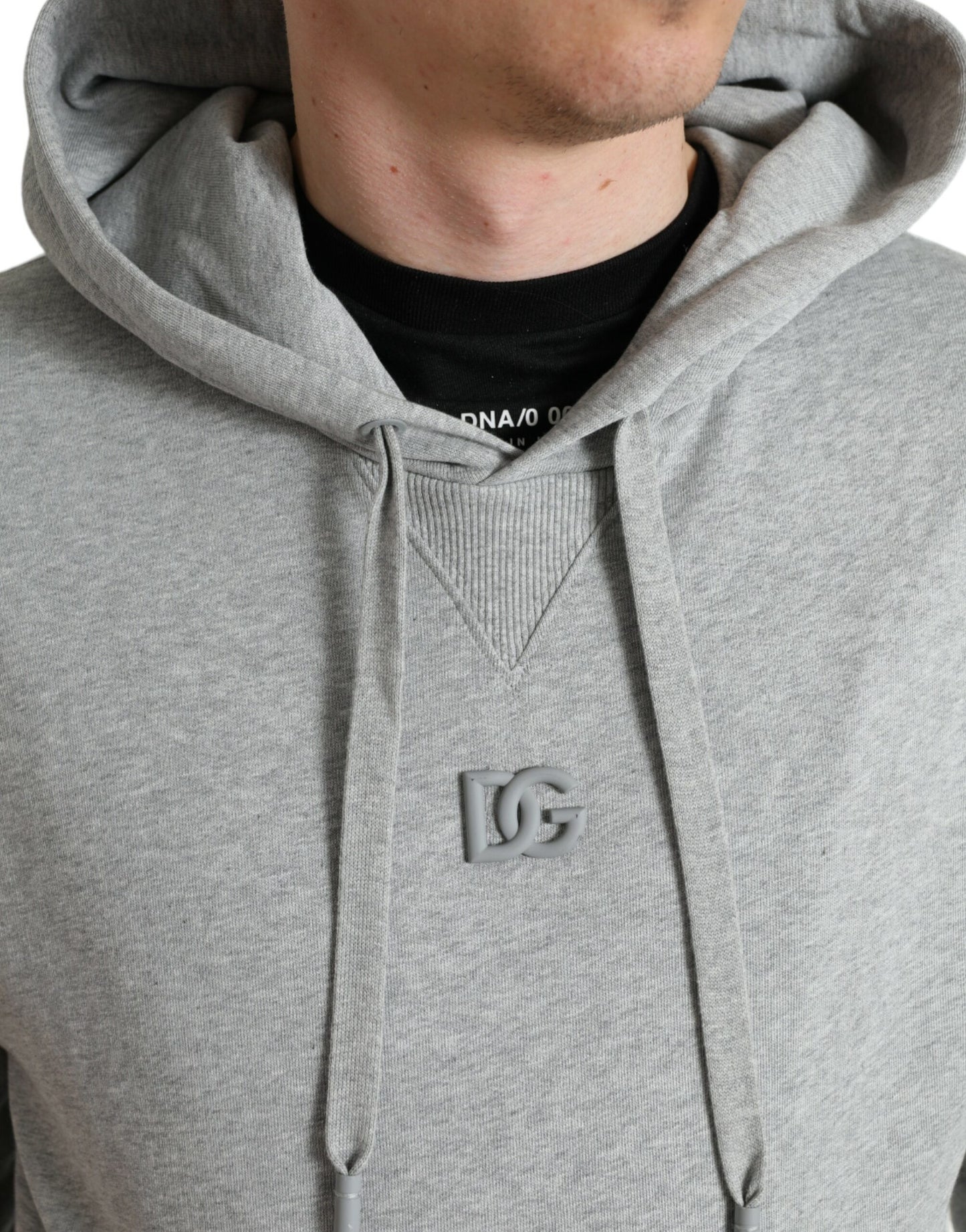 Dolce &amp; Gabbana Pull sweat à capuche en coton gris avec logo