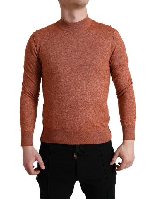 Dolce &amp; Gabbana Orangefarbener Kaschmirpullover mit Rundhalsausschnitt