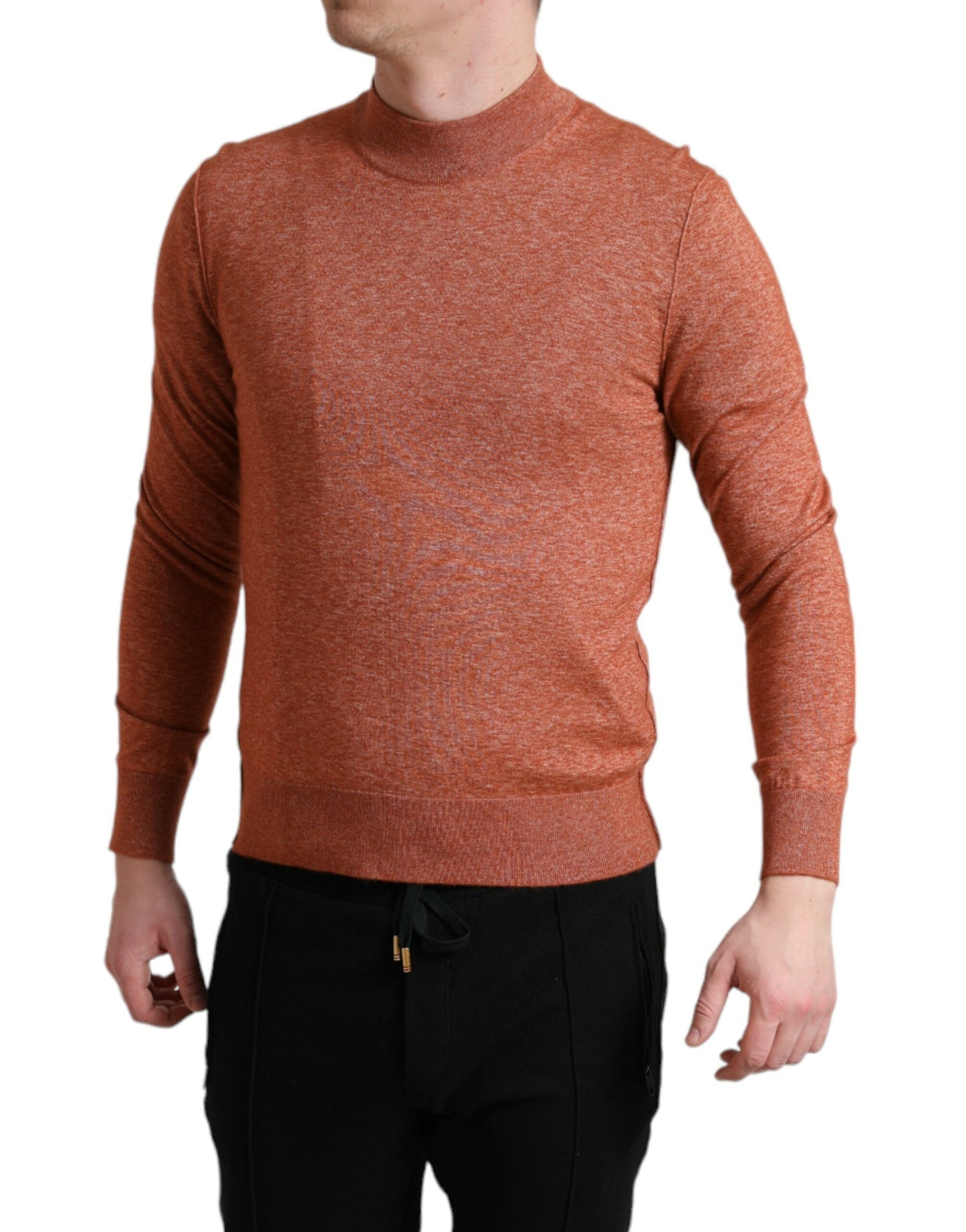 Dolce &amp; Gabbana Orangefarbener Kaschmirpullover mit Rundhalsausschnitt