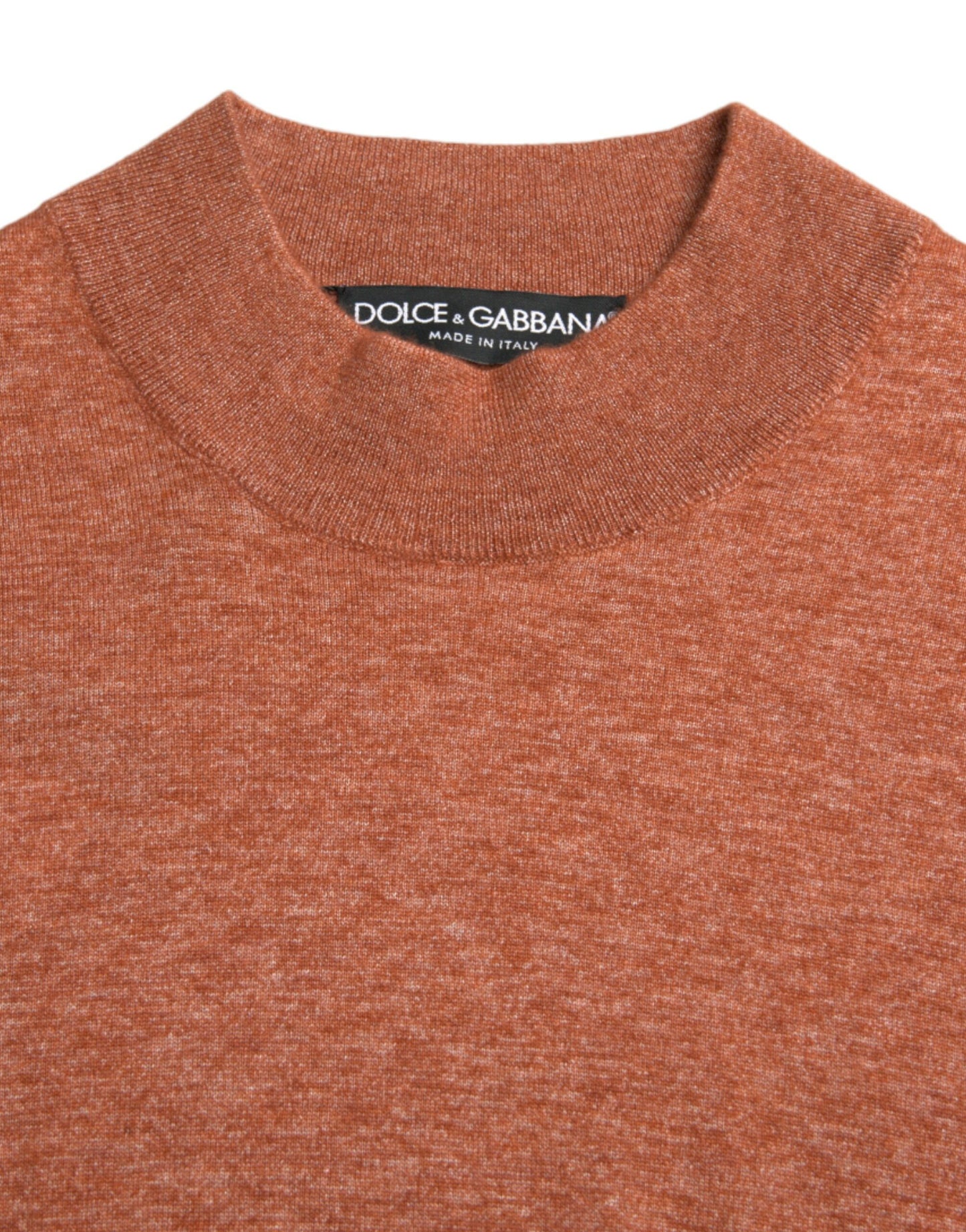 Dolce &amp; Gabbana Orangefarbener Kaschmirpullover mit Rundhalsausschnitt