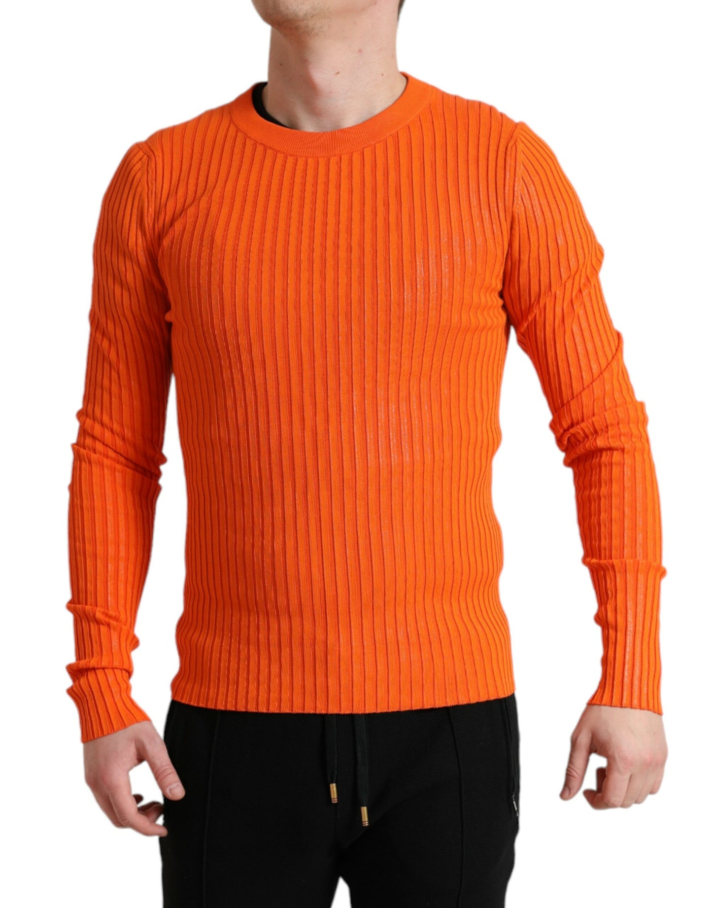 Dolce &amp; Gabbana Pull tricoté à col rond pour homme Orange