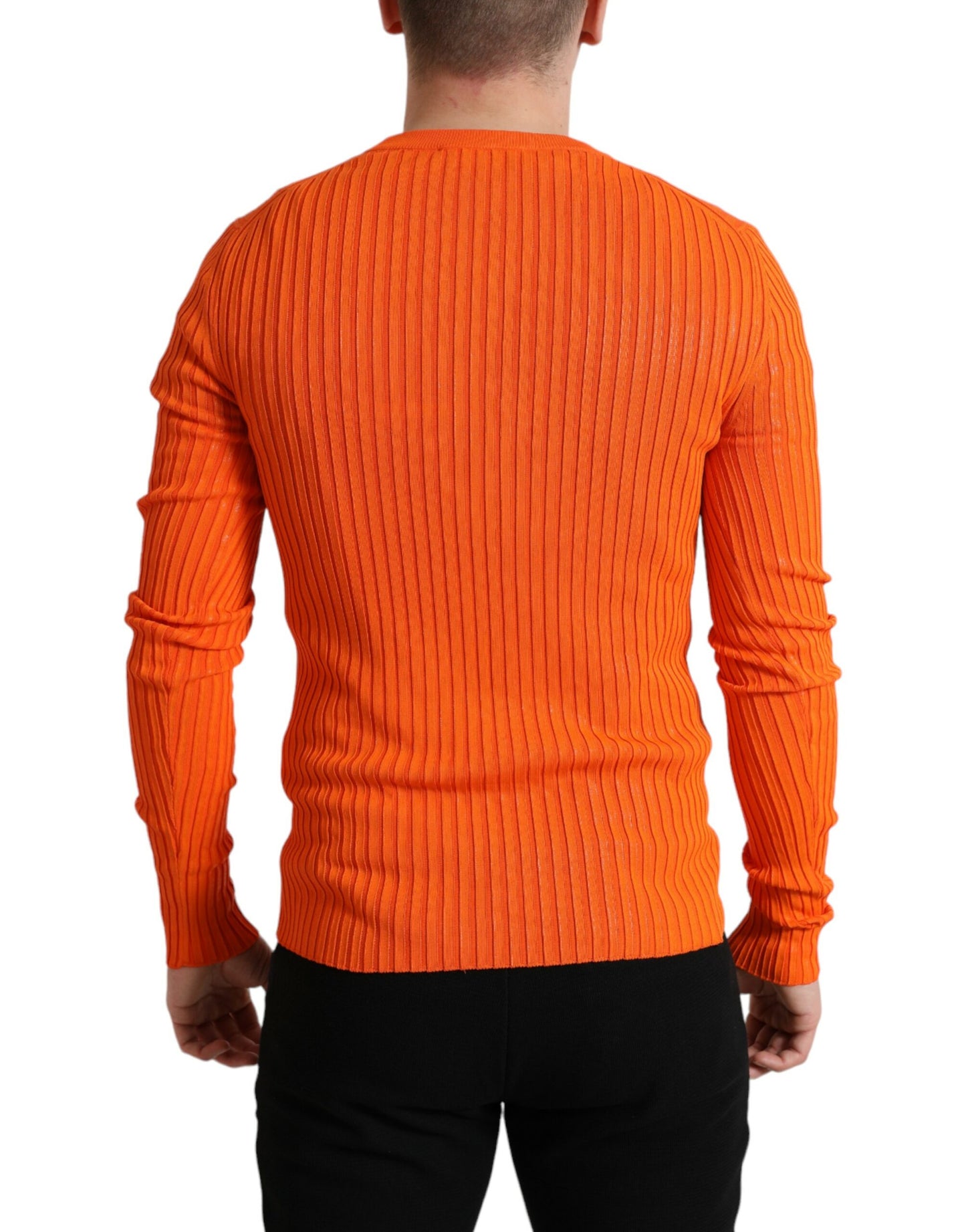 Dolce &amp; Gabbana Pull tricoté à col rond pour homme Orange