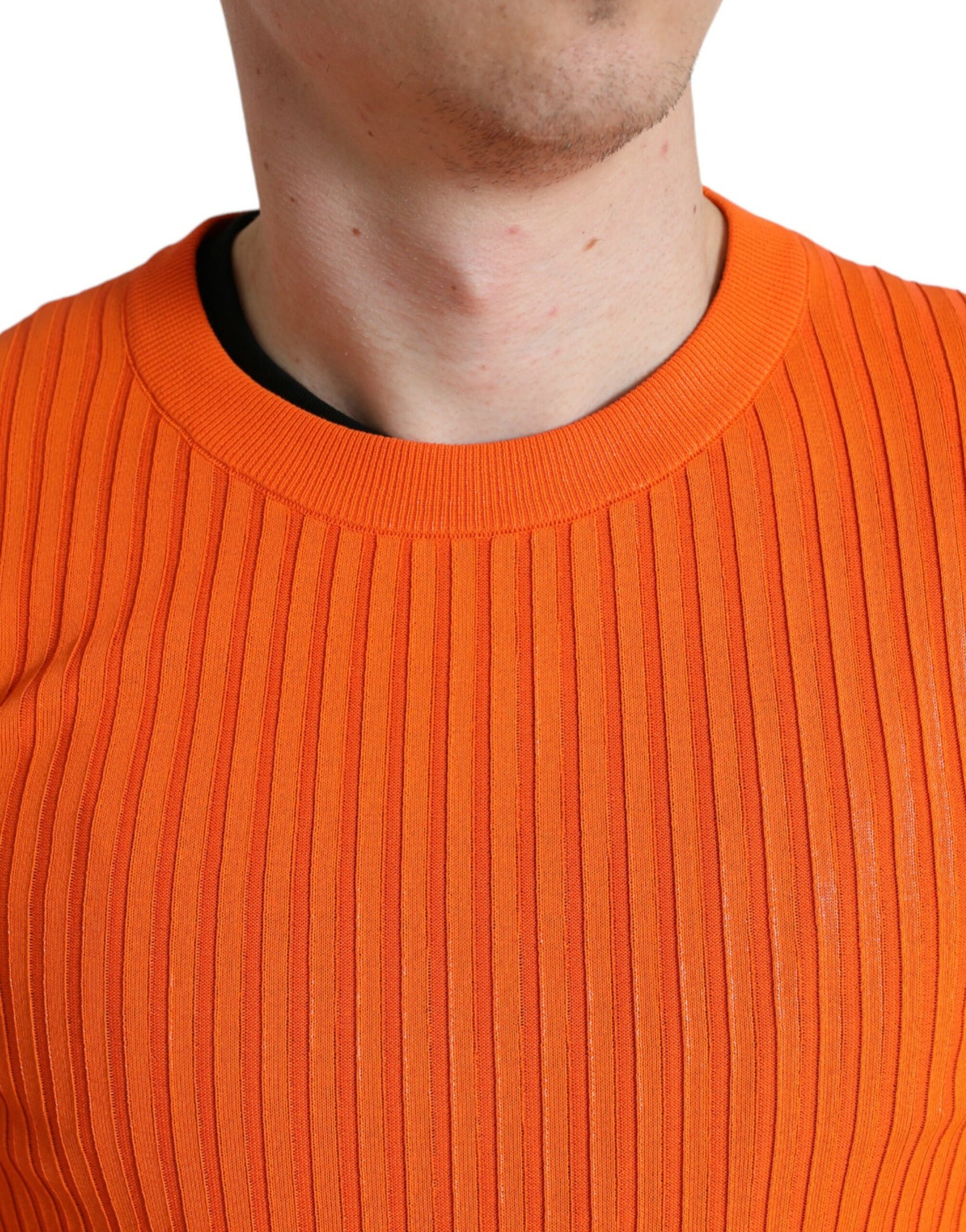 Dolce &amp; Gabbana Pull tricoté à col rond pour homme Orange