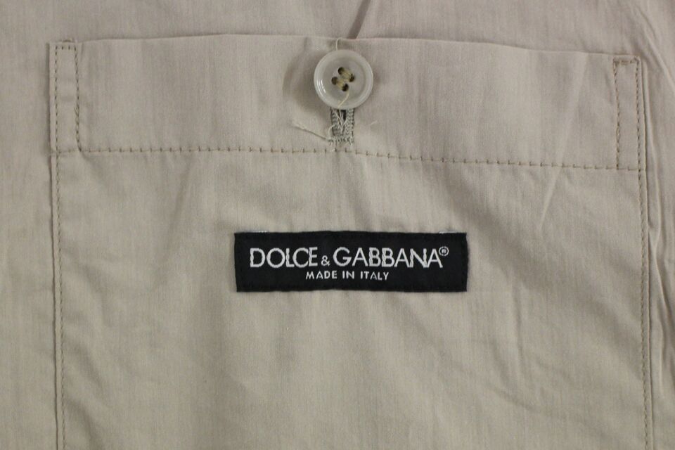 Dolce &amp; Gabbana Gilet habillé en coton beige coupe slim boutonnée sur le devant