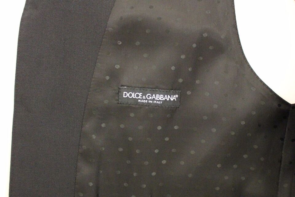 Dolce & Gabbana Elegant Black Wool Silk Dress Vest