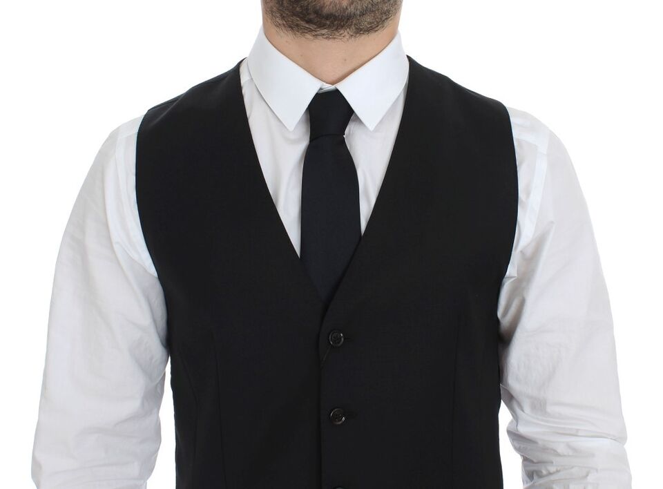 Dolce & Gabbana Elegant Black Wool Silk Dress Vest