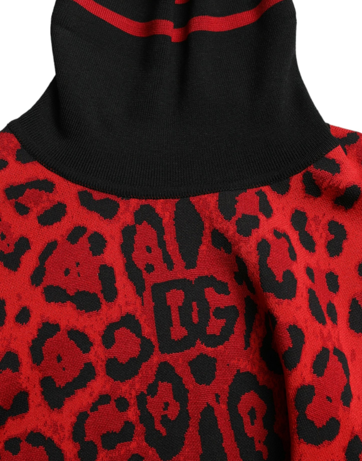 Dolce &amp; Gabbana Pull à col roulé rouge à imprimé léopard