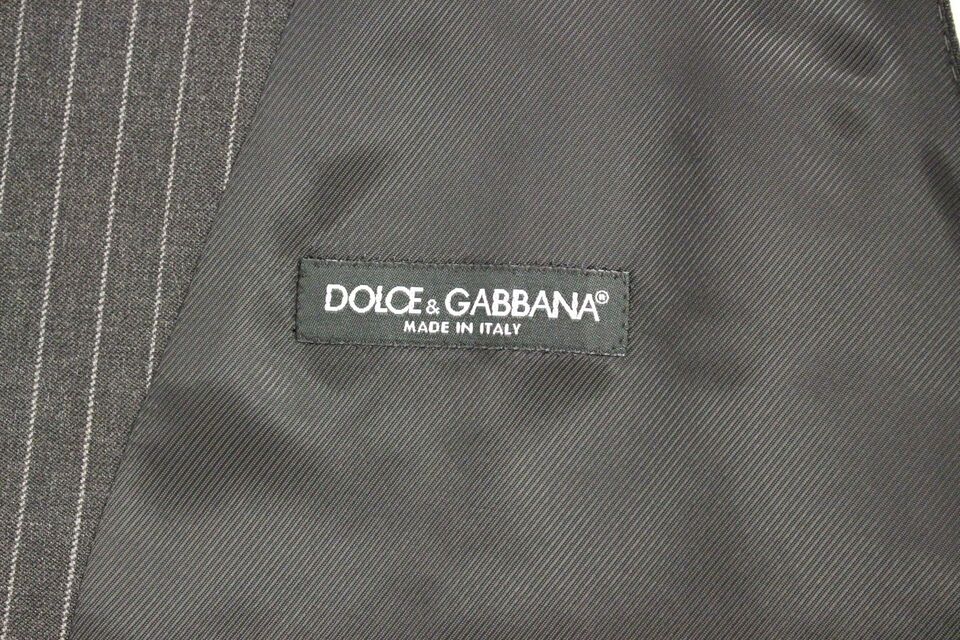 Dolce &amp; Gabbana Gilet simple boutonnage en laine rayé gris