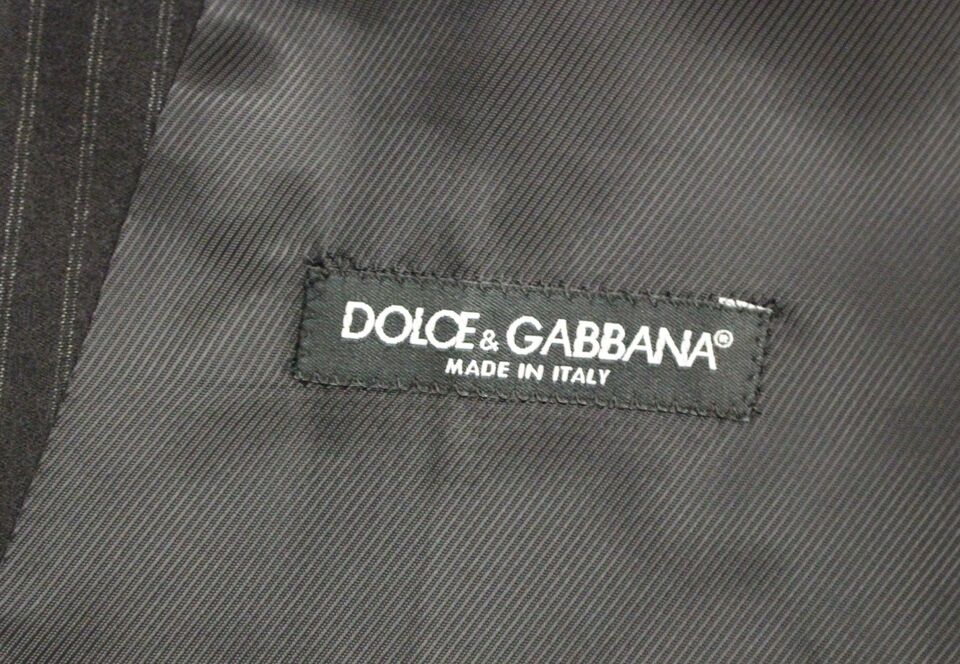 Dolce &amp; Gabbana Schwarz gestreifte einreihige Wollweste