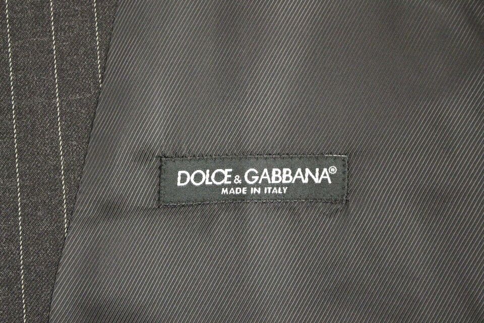 Dolce &amp; Gabbana Gilet en laine rayé gris avec logo Weste