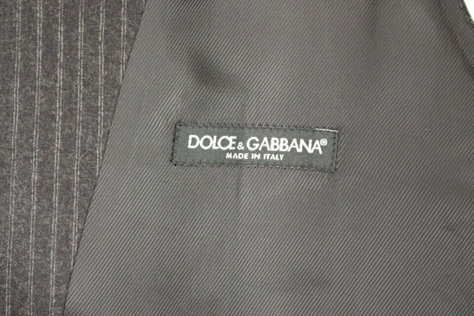 Dolce &amp; Gabbana Gilet simple boutonnage en laine rayé gris