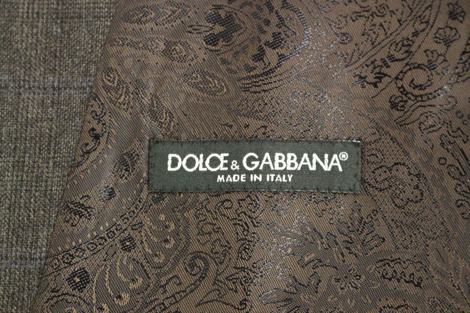 Dolce &amp; Gabbana Braun karierte einreihige Weste aus Wolle