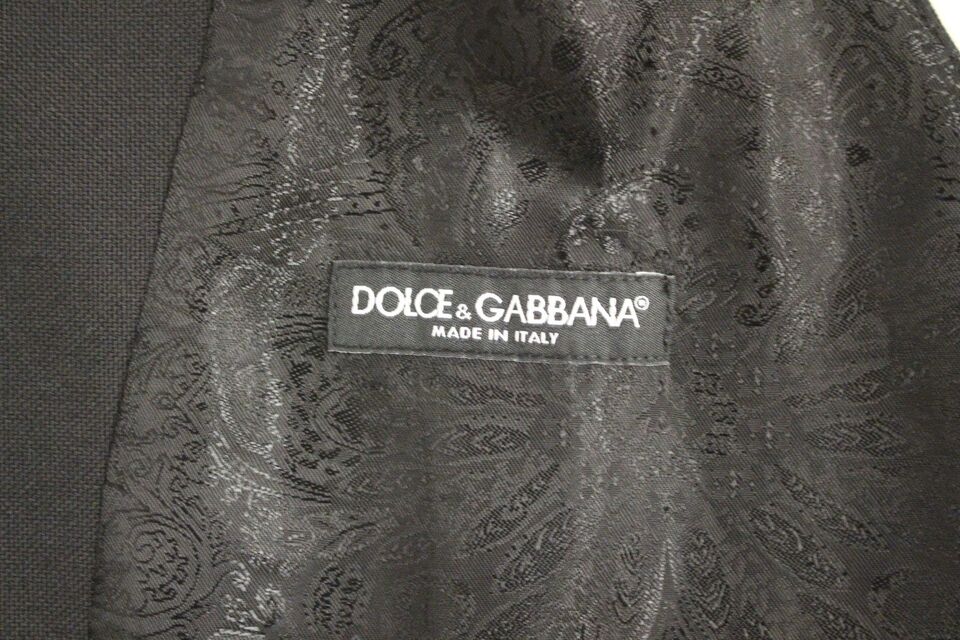 Dolce &amp; Gabbana Gilet sans manches en laine noire à simple boutonnage