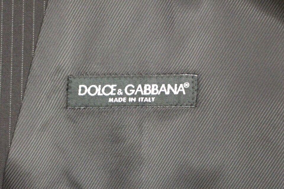 Dolce &amp; Gabbana Schwarz gestreifte einreihige Wollweste