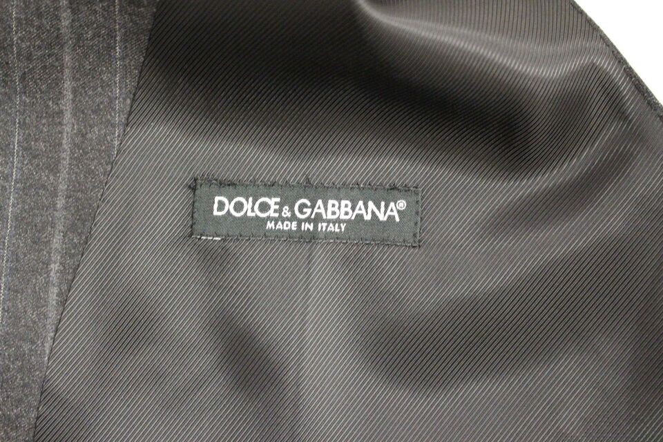 Dolce &amp; Gabbana Gilet en laine rayé gris avec logo Weste