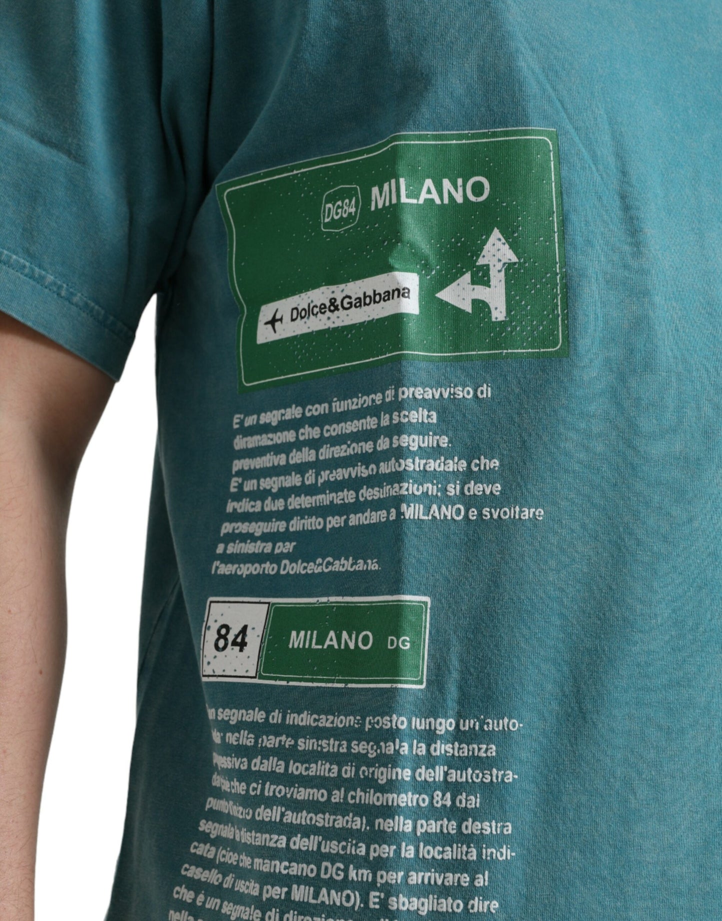 Blaues T-Shirt „Milano Street“ aus Baumwolle von Dolce &amp; Gabbana mit Rundhalsausschnitt