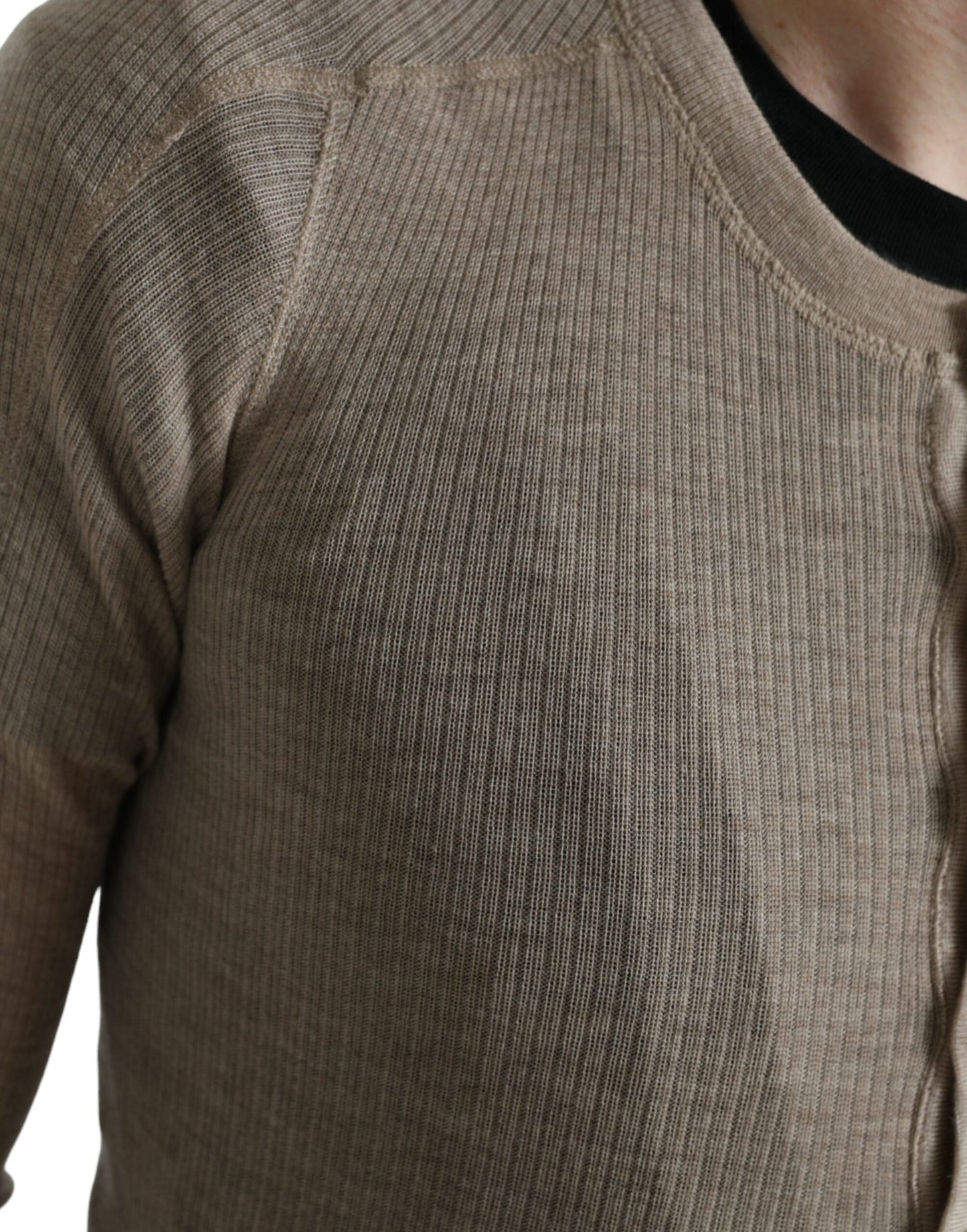 Dolce &amp; Gabbana Henley Pull Pull en cachemire beige