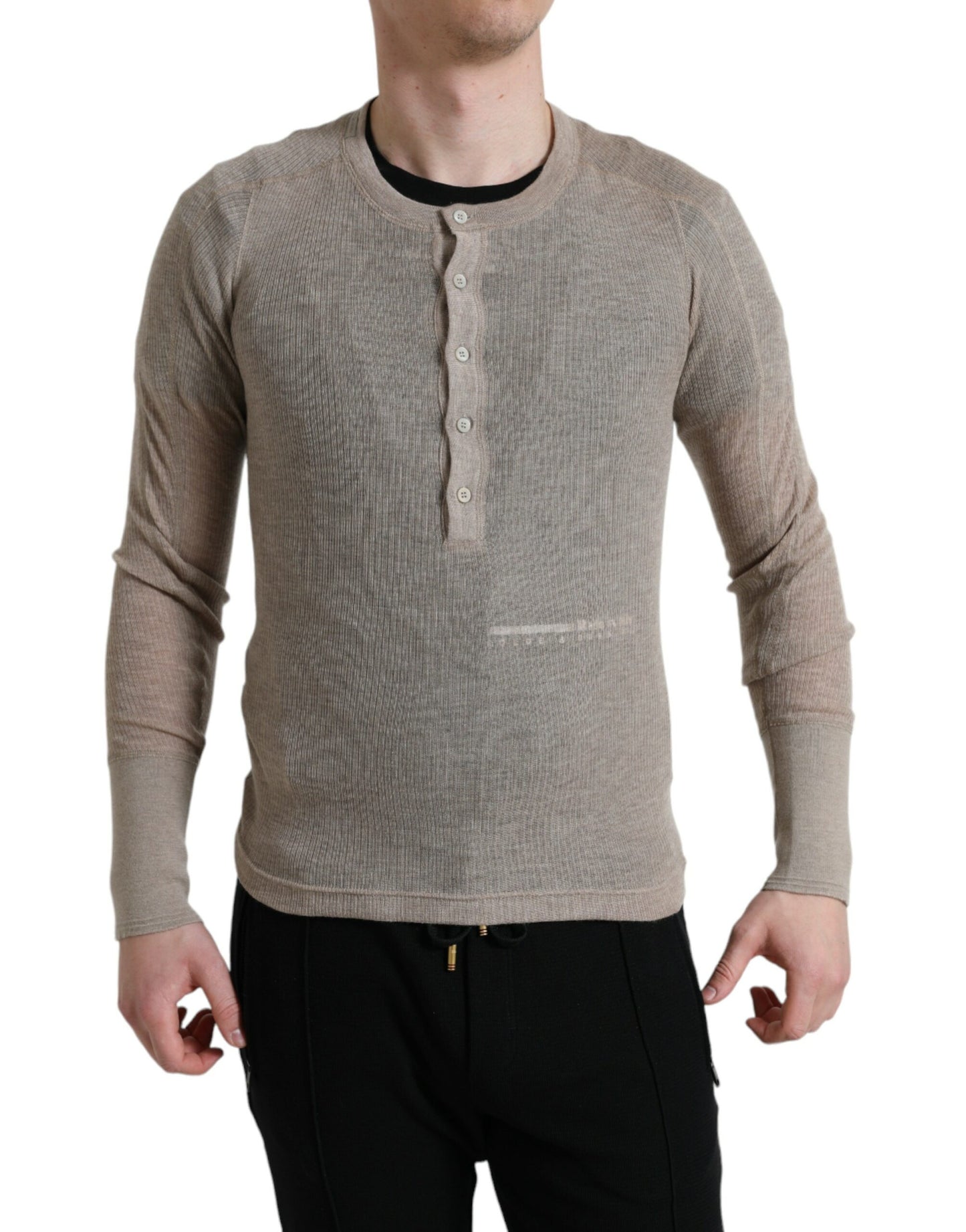 Dolce &amp; Gabbana Henley Pull Pull en cachemire beige