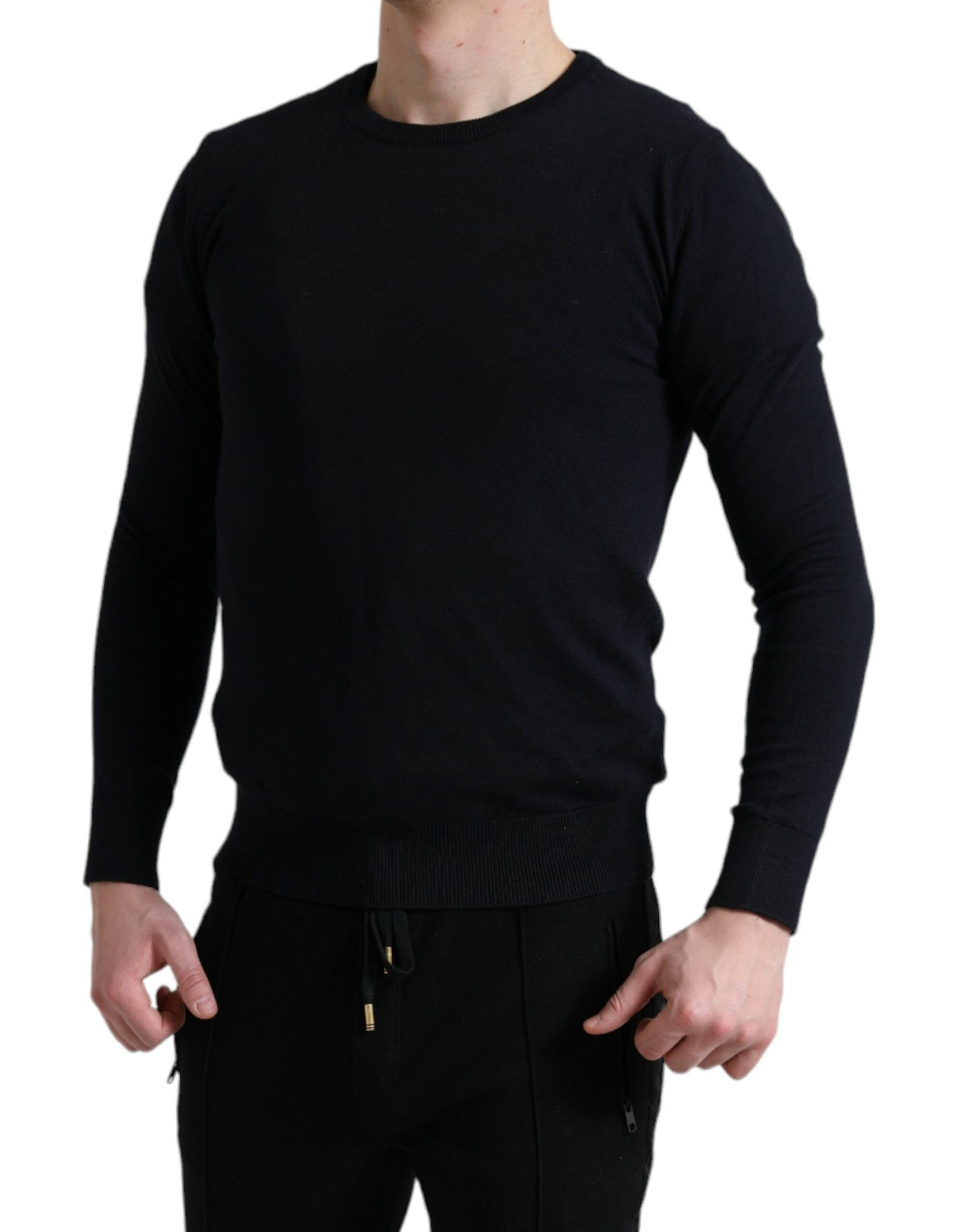 Dolce & Gabbana Elegant Blue Cotton Pullover Sweater