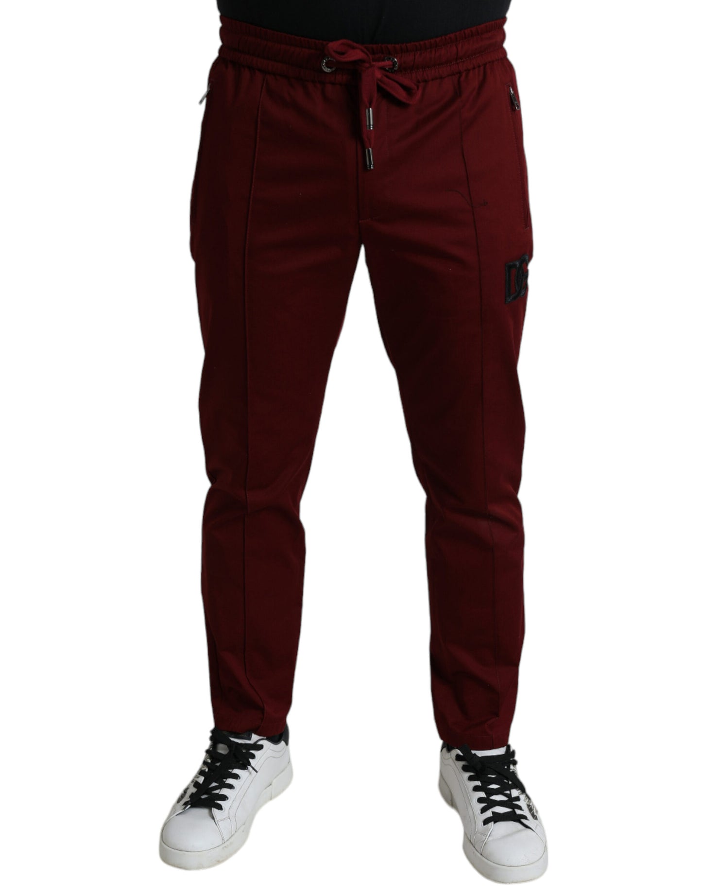 Dolce &amp; Gabbana Maroon Jogging Cotton Stretch Herren Joggerhose