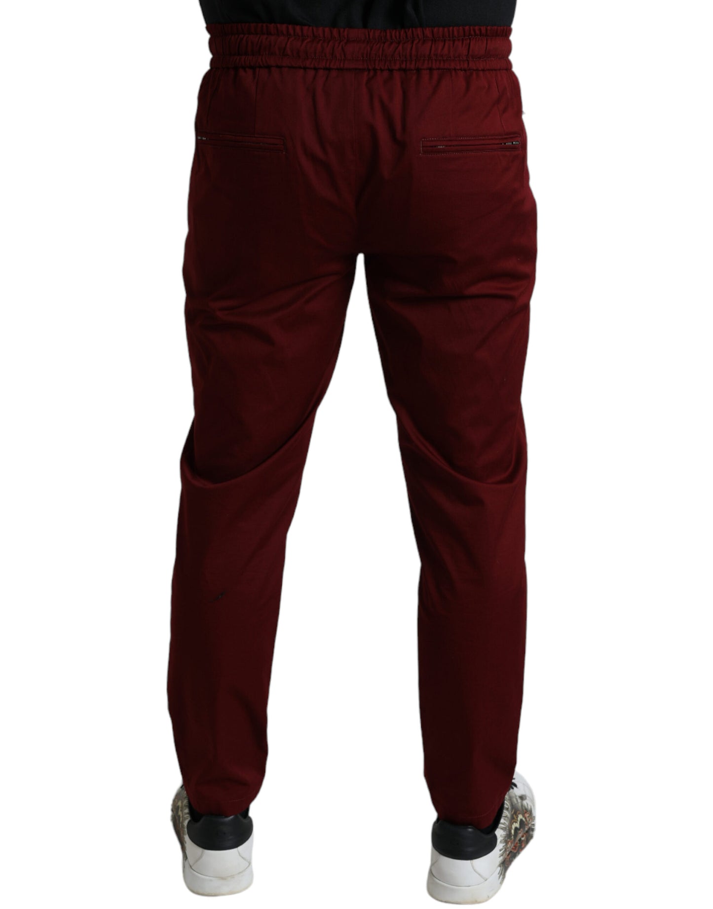 Dolce &amp; Gabbana Maroon Jogging Cotton Stretch Herren Joggerhose