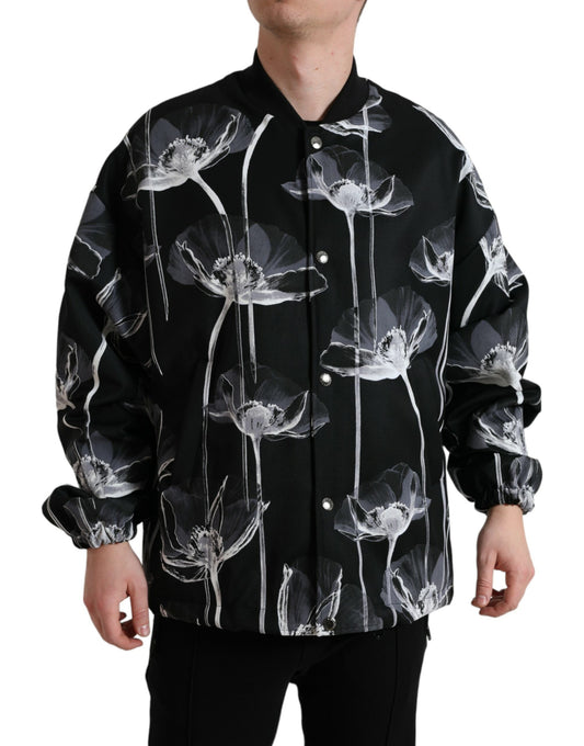 Dolce & Gabbana Elegant Floral-Print Bomber Jacket