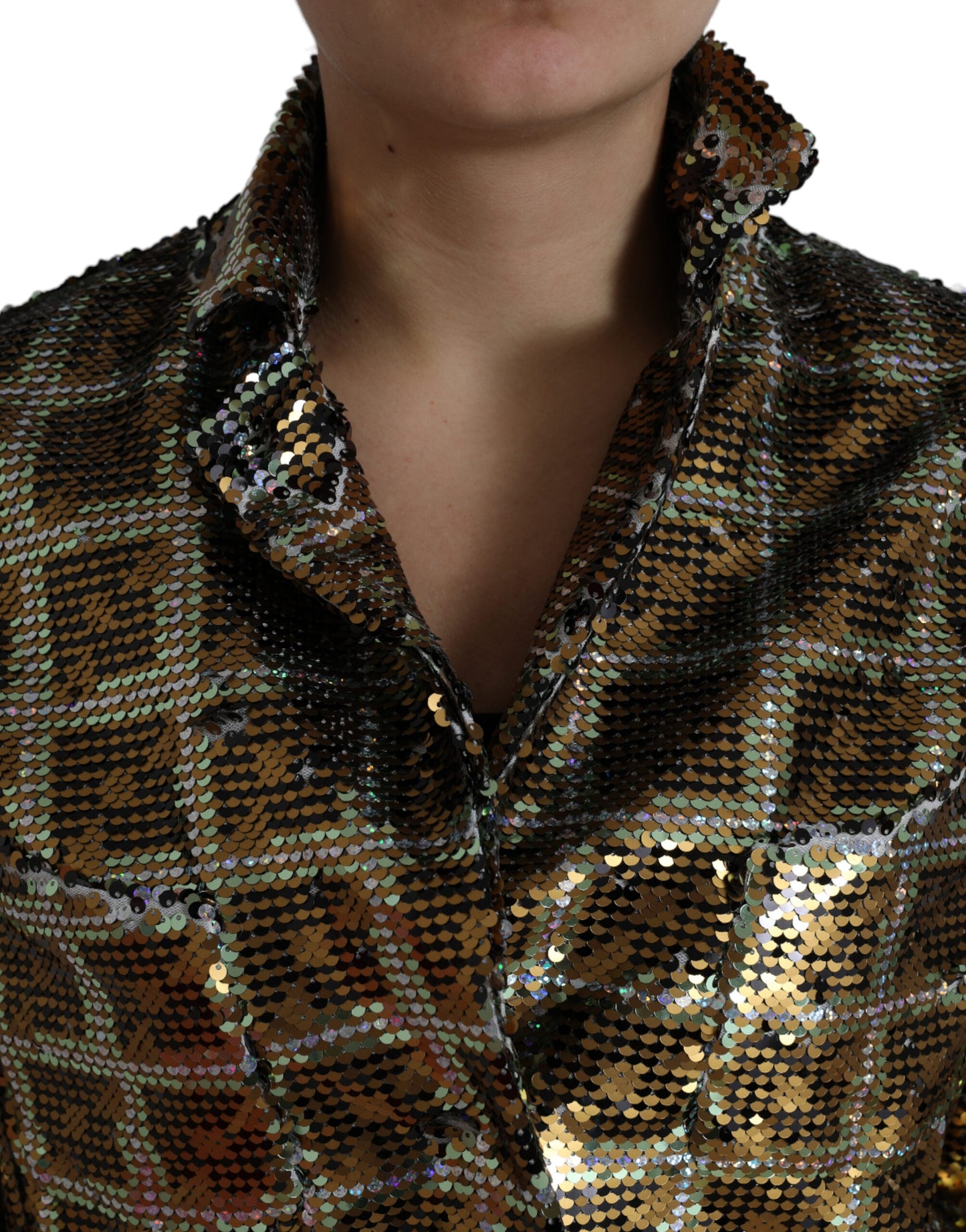 Dolce & Gabbana Multicolor Sequined Cropped Jacket