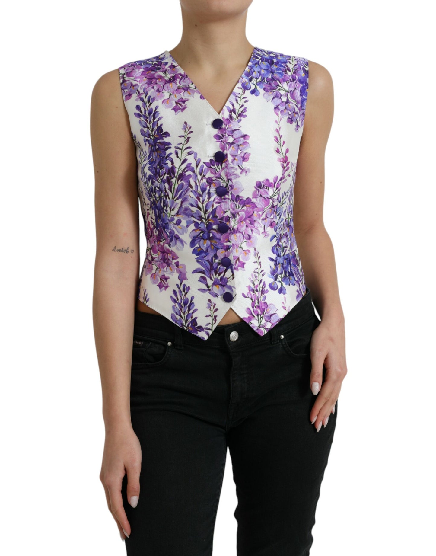 Dolce & Gabbana Floral Print Silk Blend Waistcoat