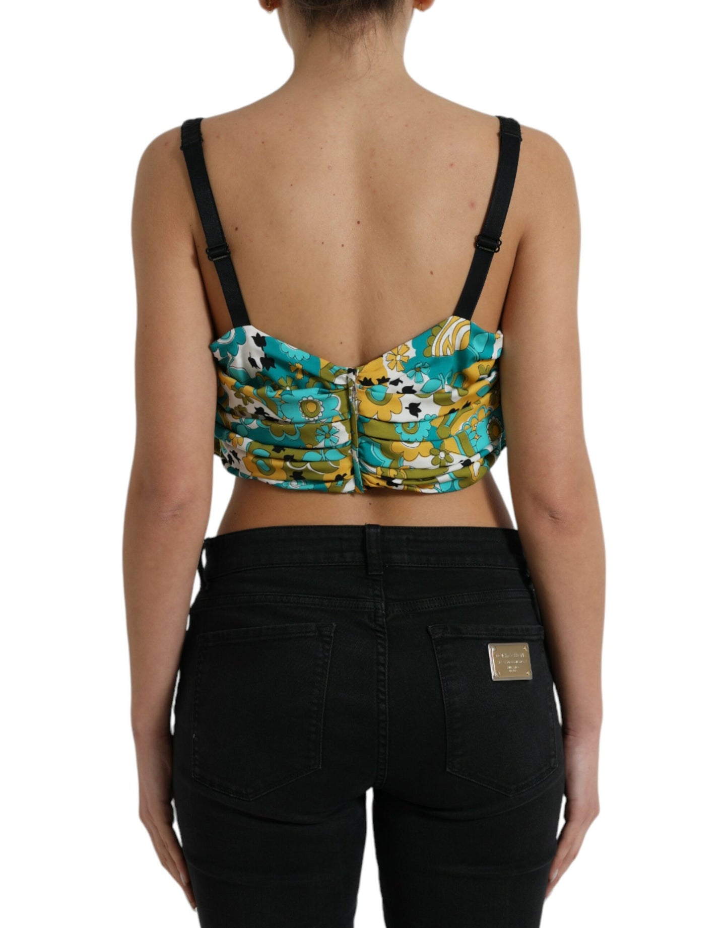 Dolce & Gabbana Elegant Floral Silk Blend Cropped Tank Top