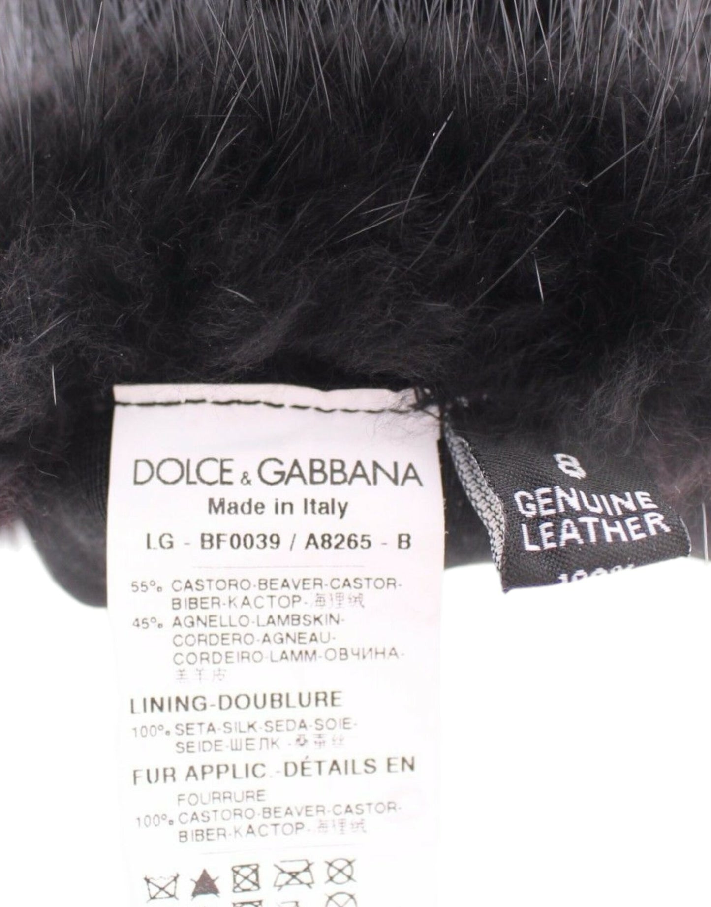 Dolce &amp; Gabbana Ellenbogenhandschuhe aus schwarzem Biberfell-Lammleder