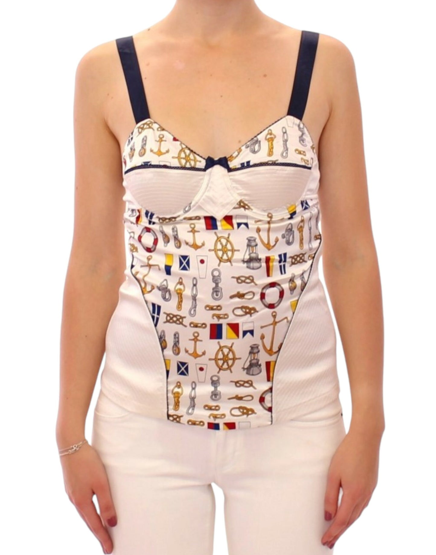 Dolce &amp; Gabbana Weißes Tanktop mit Matrosenmotiv